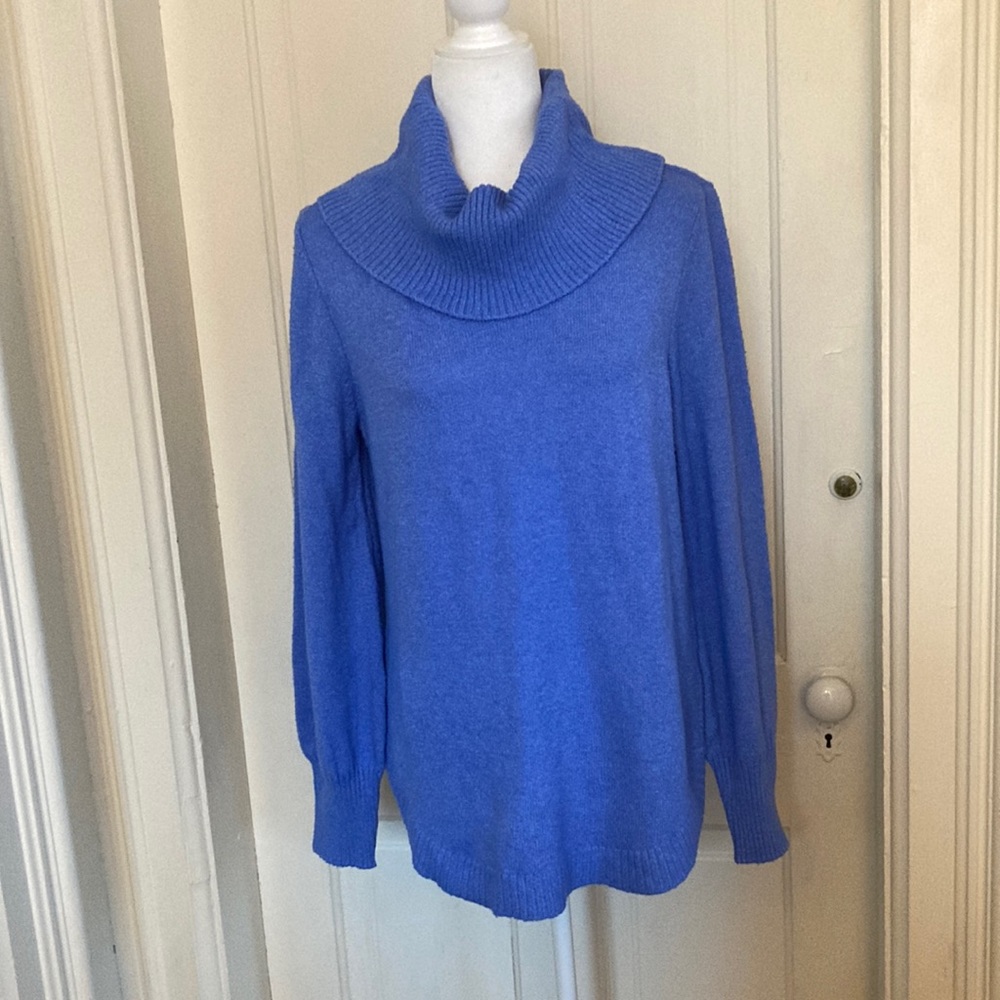Tahari Blue Cowl Neck Sweater